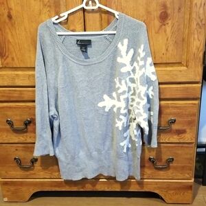 Lane Bryant Plus Size Gray Snowflake Sweater 18/20